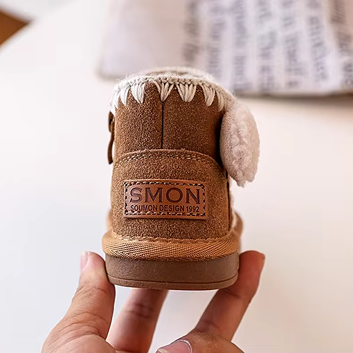 Suede Ankle Snow Bow Boots