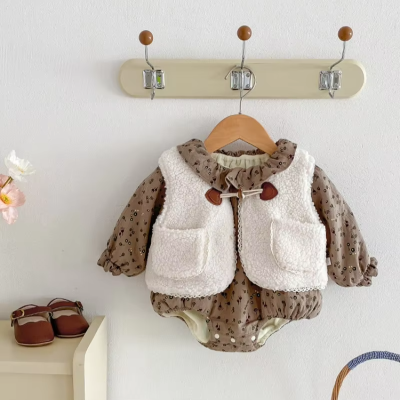Sherpa Vest & Onesie Two-Piece Set