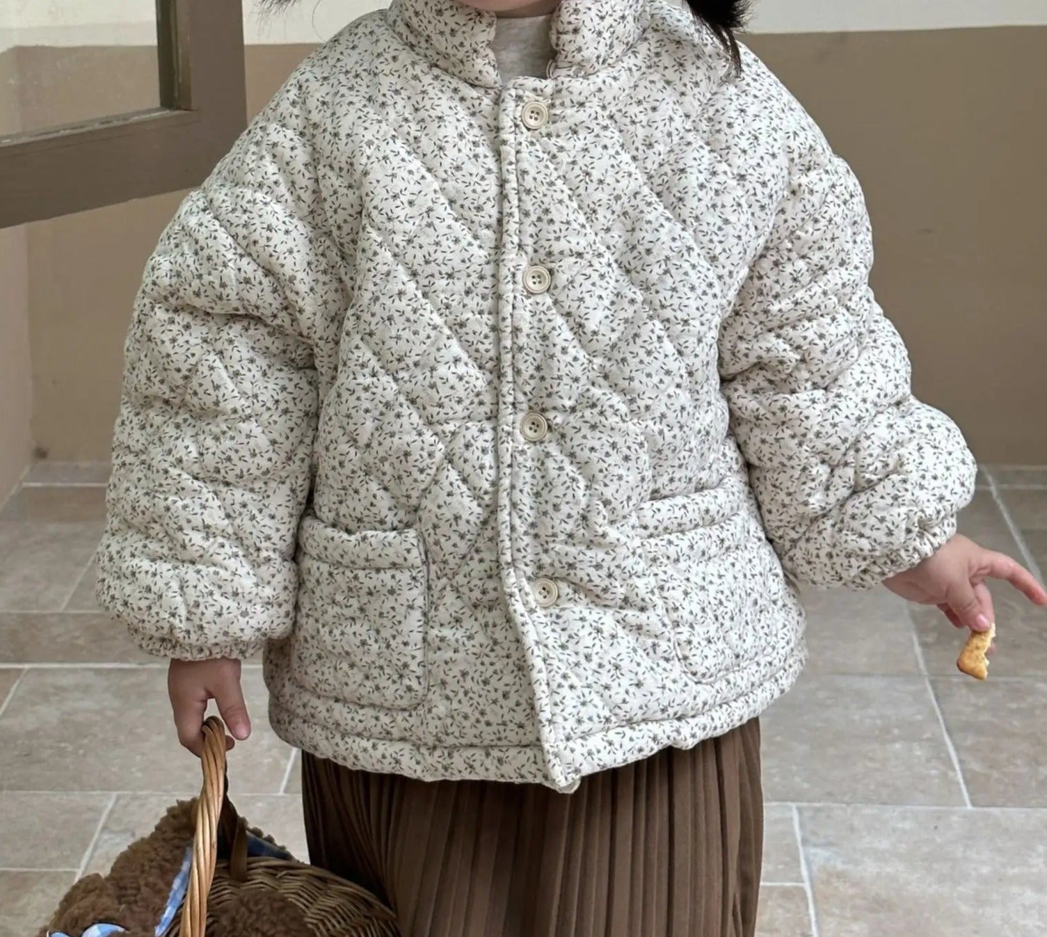 Floral Fleece-Lined Cotton-Padded Jacket