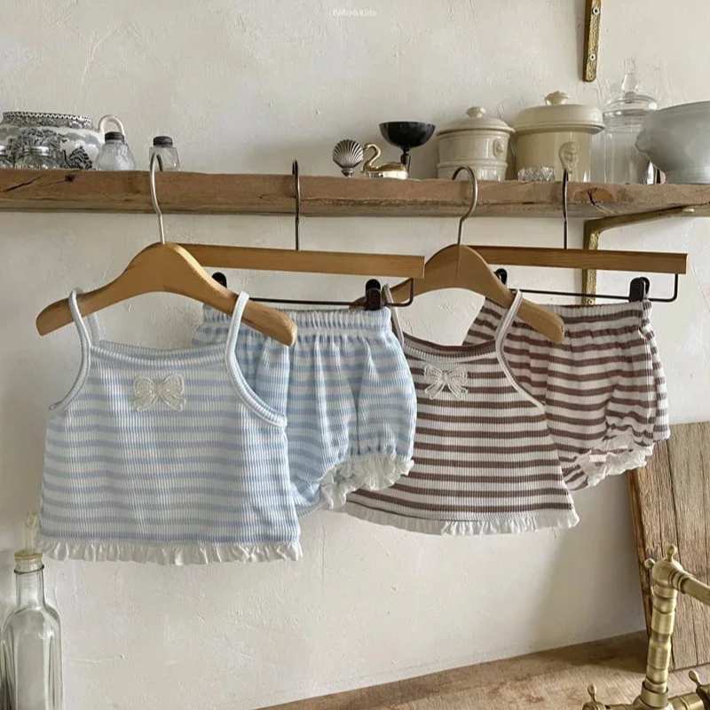 Striped Bow Tank & Shorts Two-Piece Set