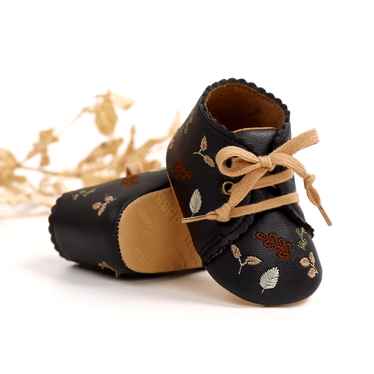 Fleece Anti-Slip Floral Winter Booties for Newborns