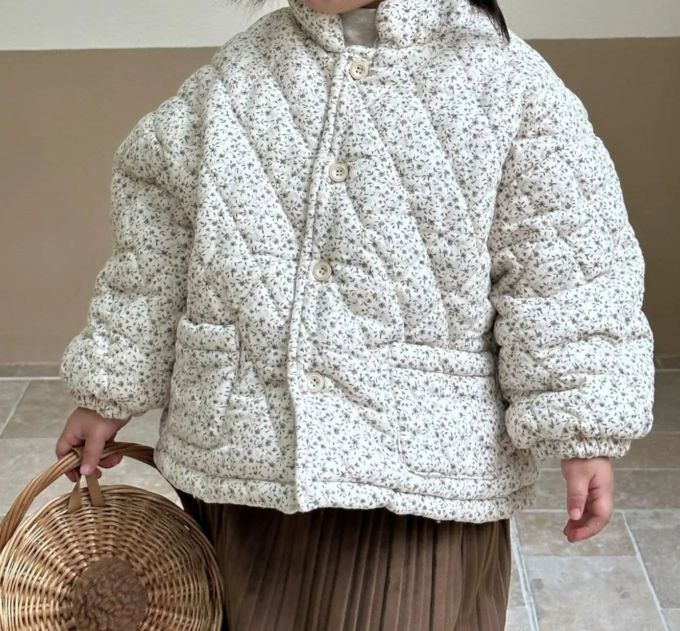 Floral Fleece-Lined Cotton-Padded Jacket