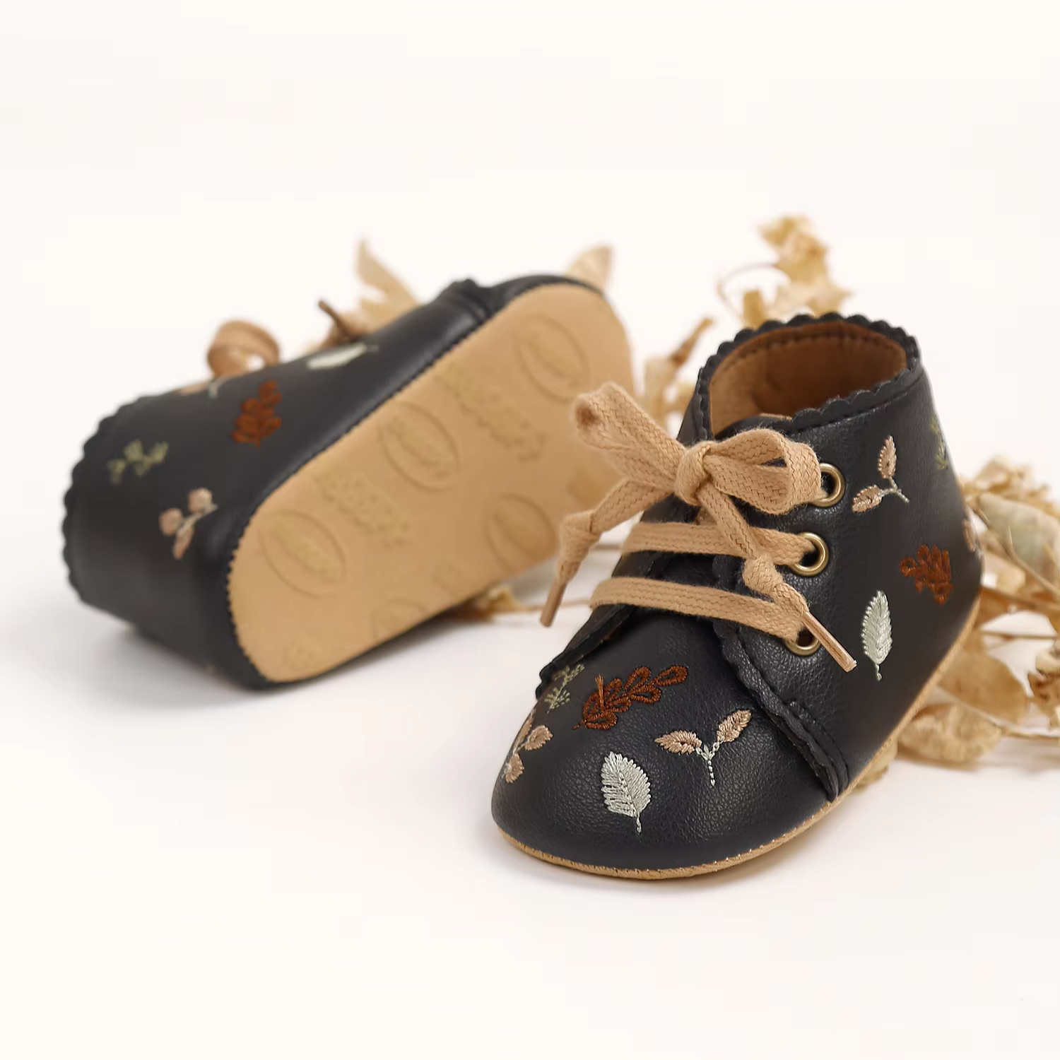 Fleece Anti-Slip Floral Winter Booties for Newborns