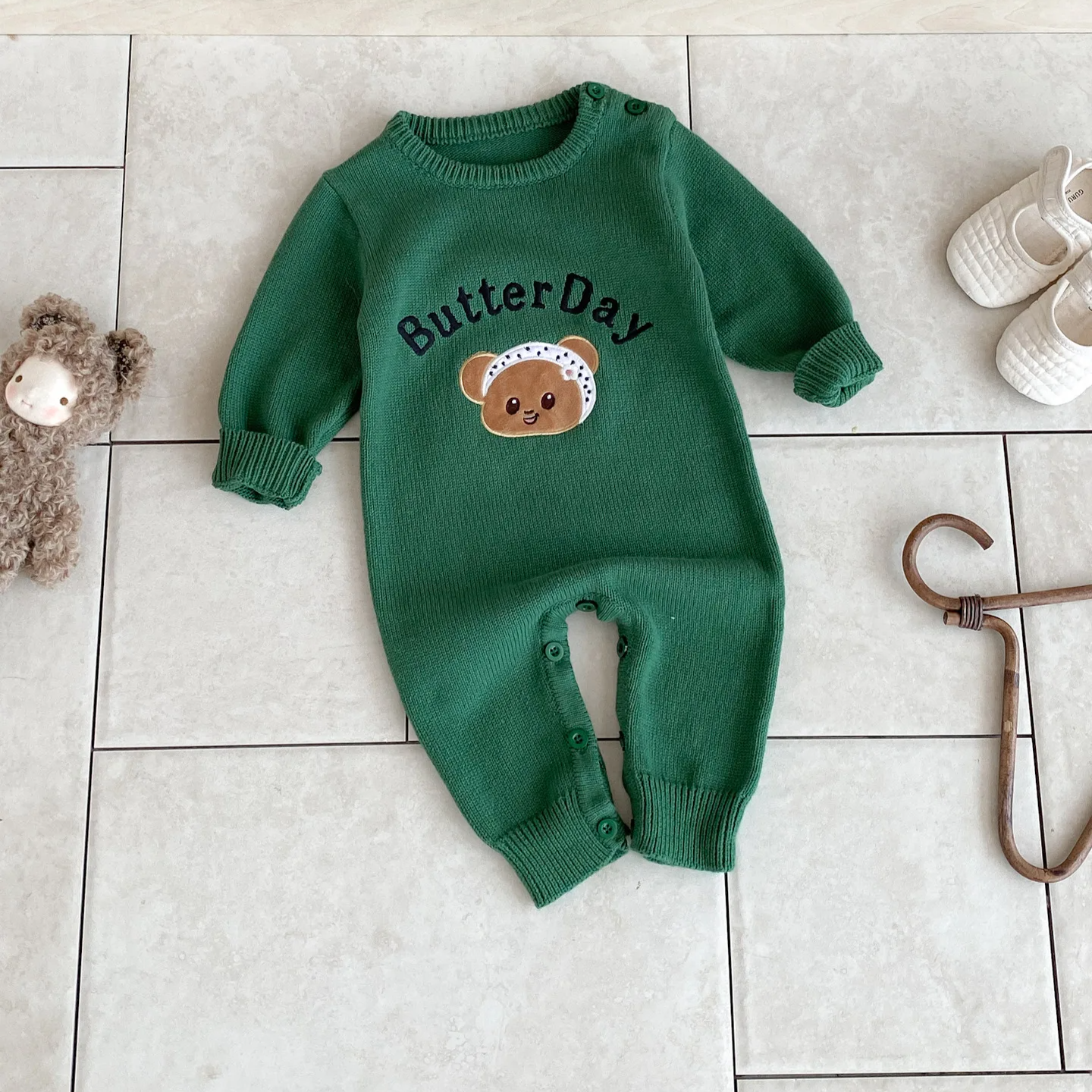 'Butter Day' Long Sleeve Knitted Romper