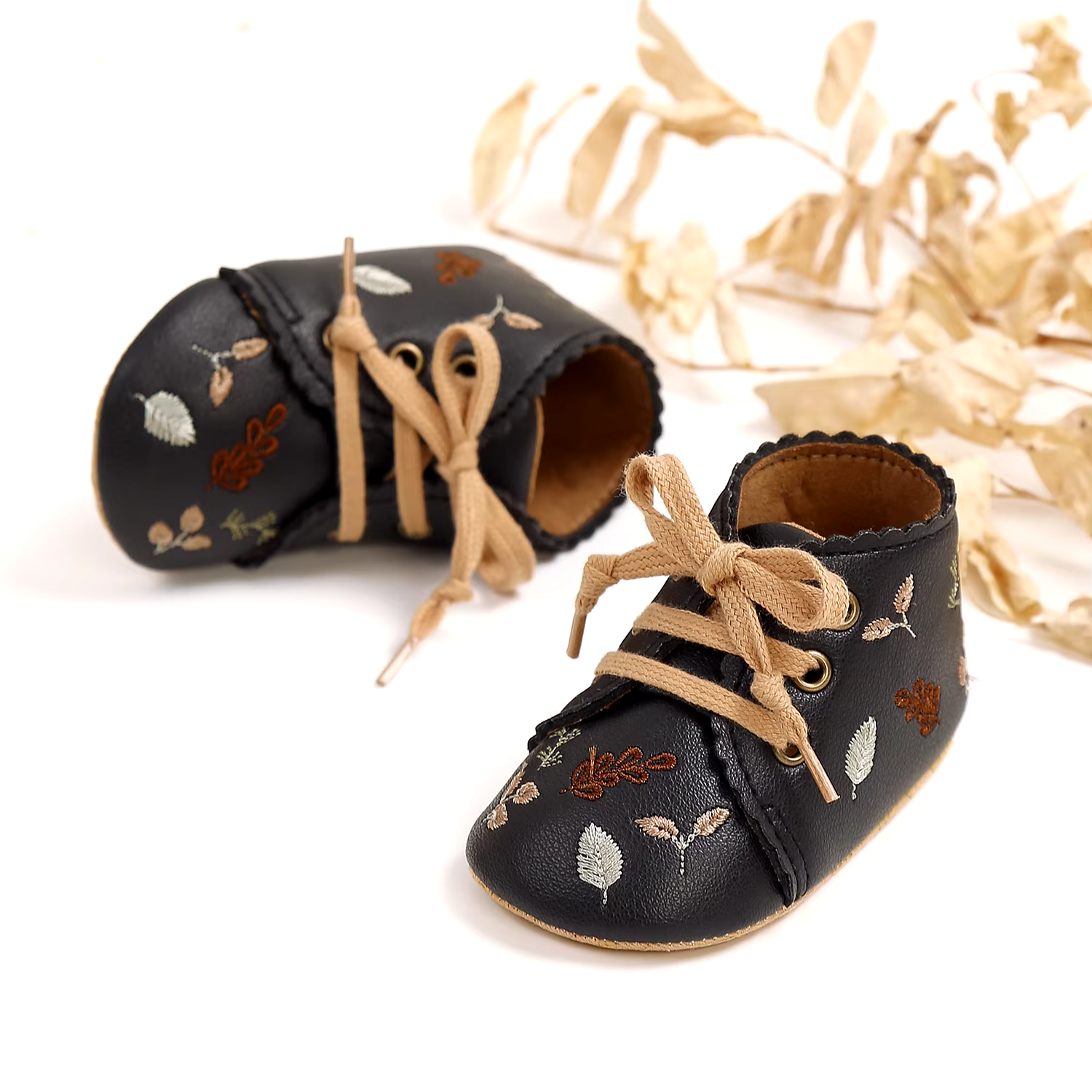 Fleece Anti-Slip Floral Winter Booties for Newborns