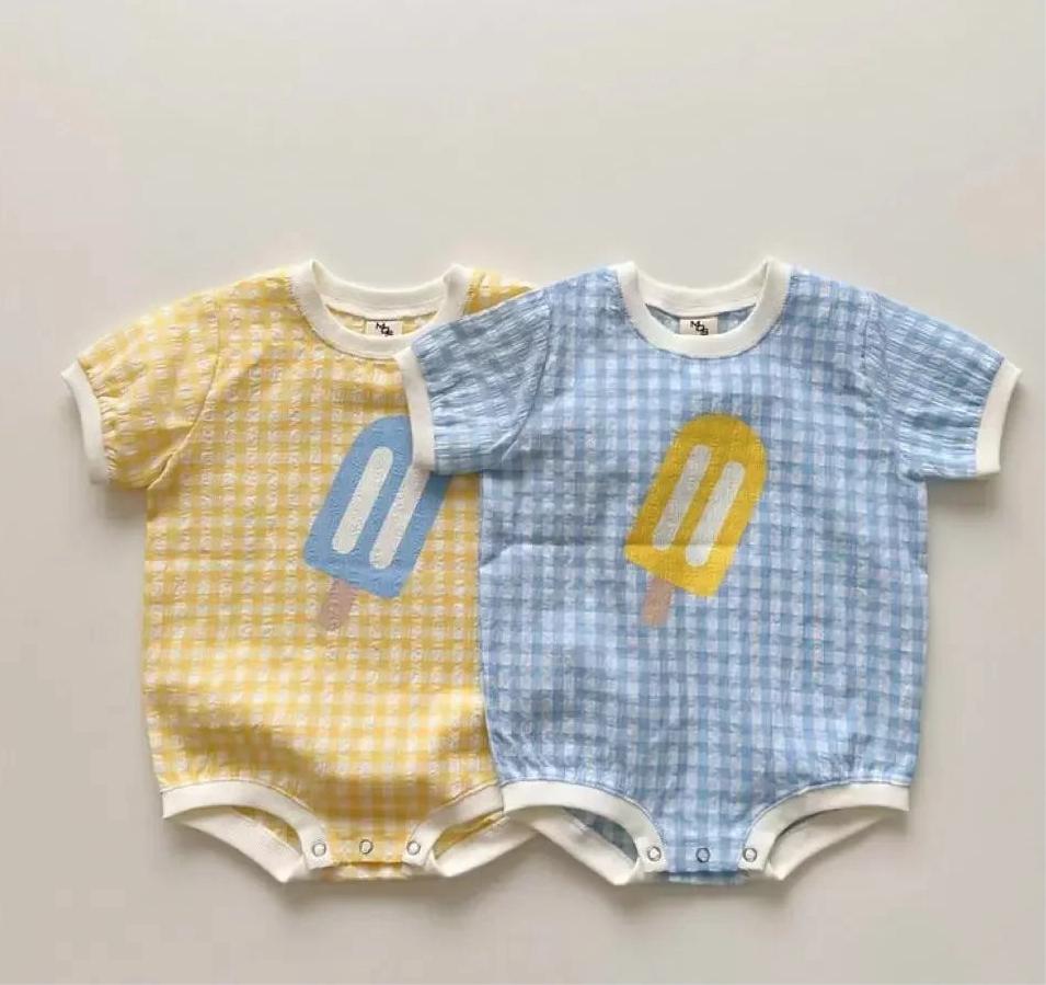 Cute Popsicle Plaid Onesie