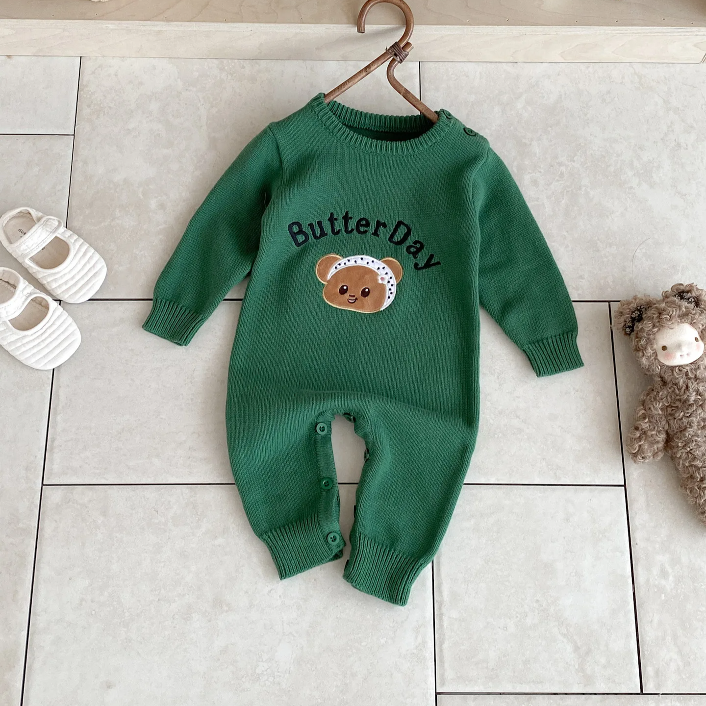 'Butter Day' Long Sleeve Knitted Romper