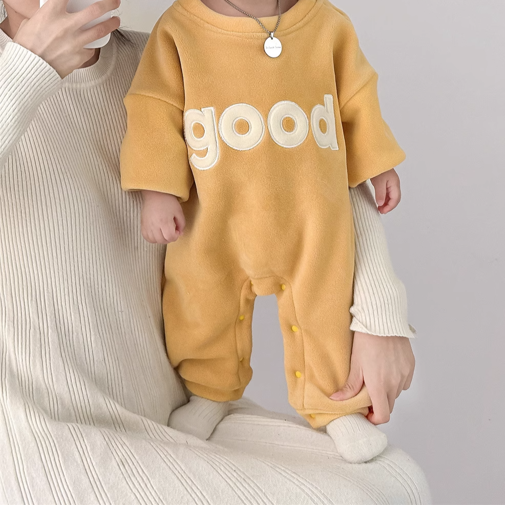 'Good' Long-Sleeved Velvet Romper
