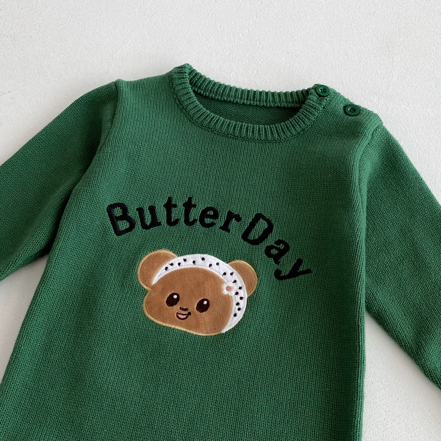 'Butter Day' Long Sleeve Knitted Romper