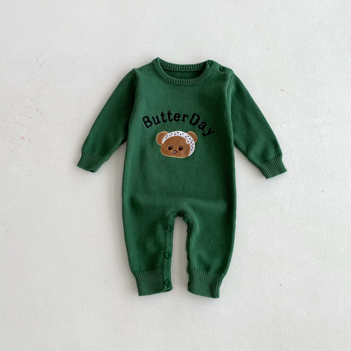 'Butter Day' Long Sleeve Knitted Romper