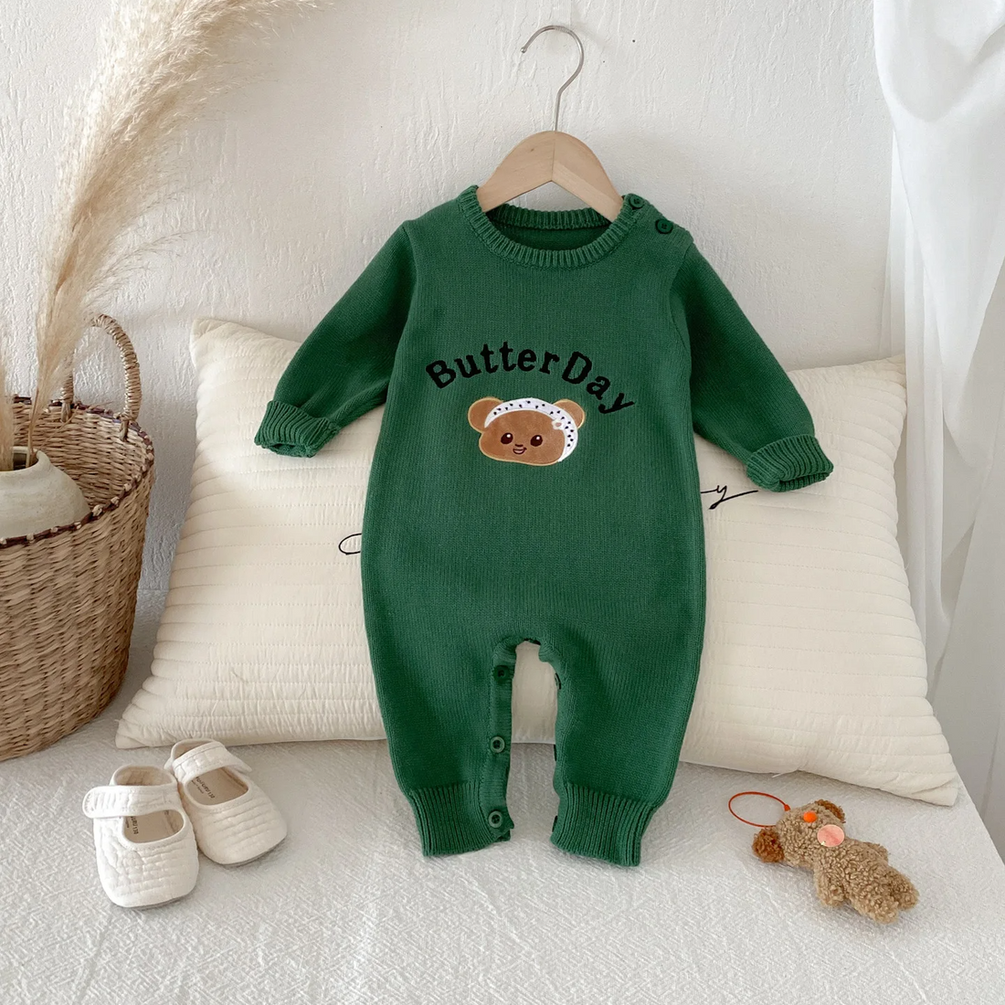 'Butter Day' Long Sleeve Knitted Romper