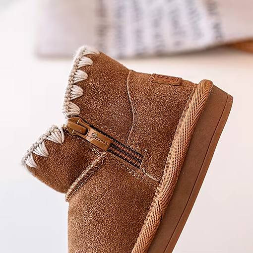 Suede Ankle Snow Bow Boots