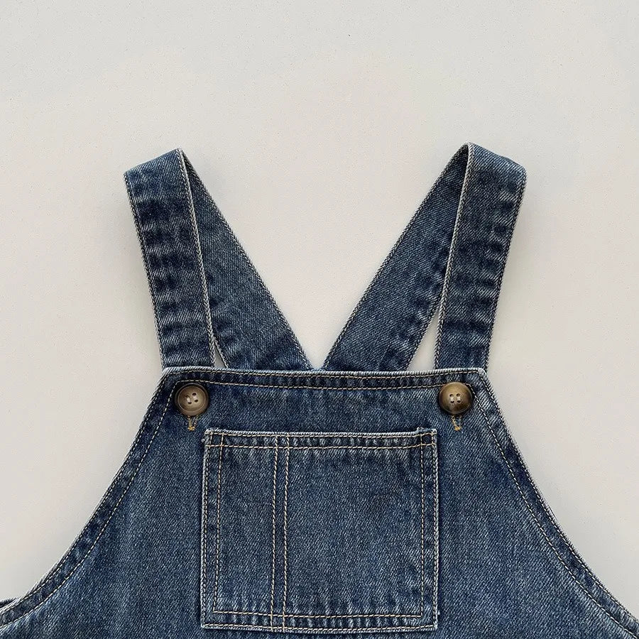Kids Denim Solid Overalls
