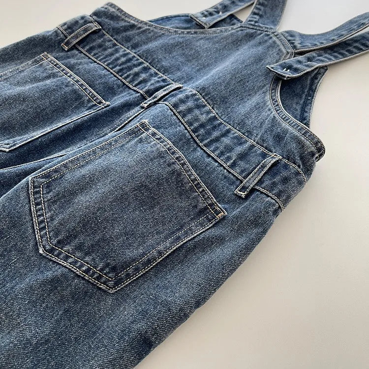 Kids Denim Solid Overalls