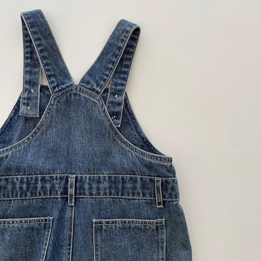 Kids Denim Solid Overalls