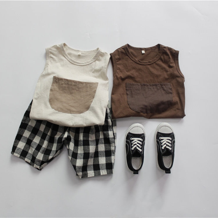 Front Pocket Casual Sleeveless Tee