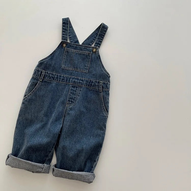 Kids Denim Solid Overalls