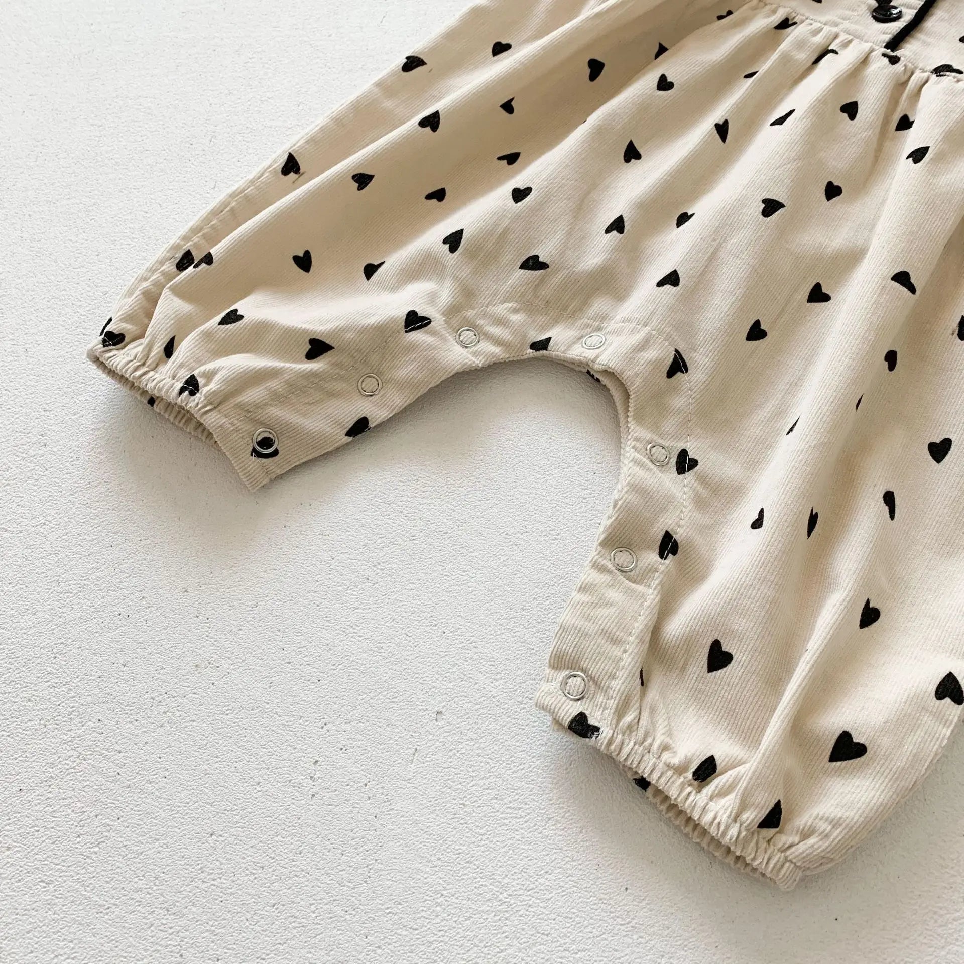 Heart Print Long Sleeve Romper