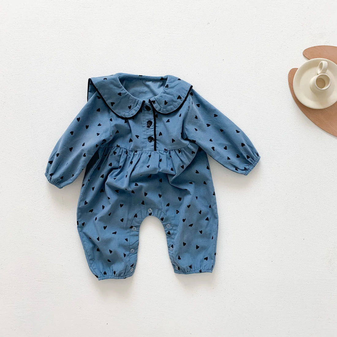 Heart Print Long Sleeve Romper