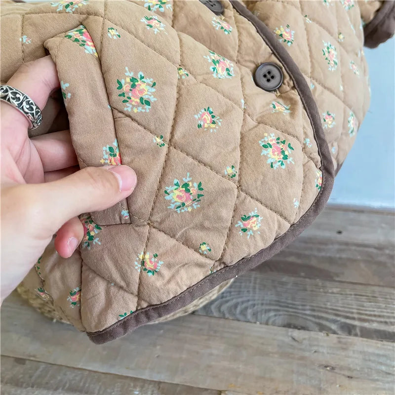 Floral Print Padded Quilted Jacket