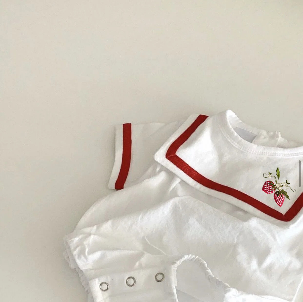 Square Collar Cartoon Embroidered Onesie