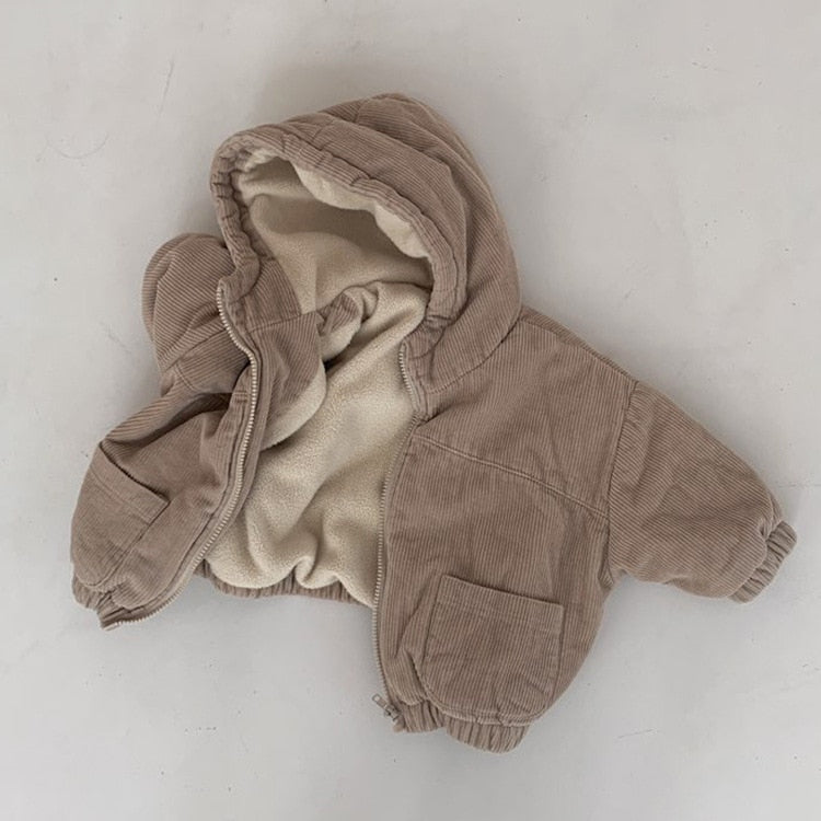 Heavyweight Corduroy Hooded Jacket for Kids