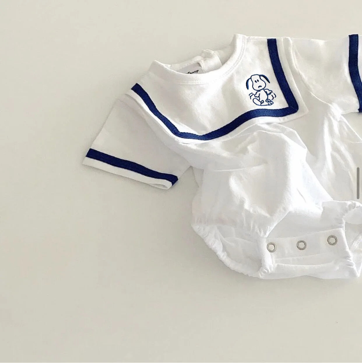 Square Collar Cartoon Embroidered Onesie