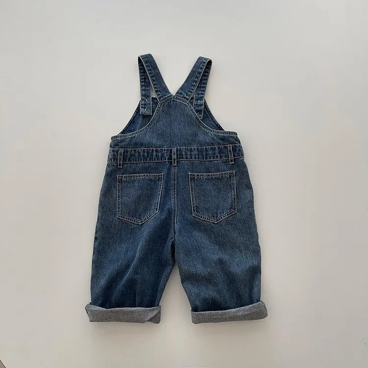 Kids Denim Solid Overalls