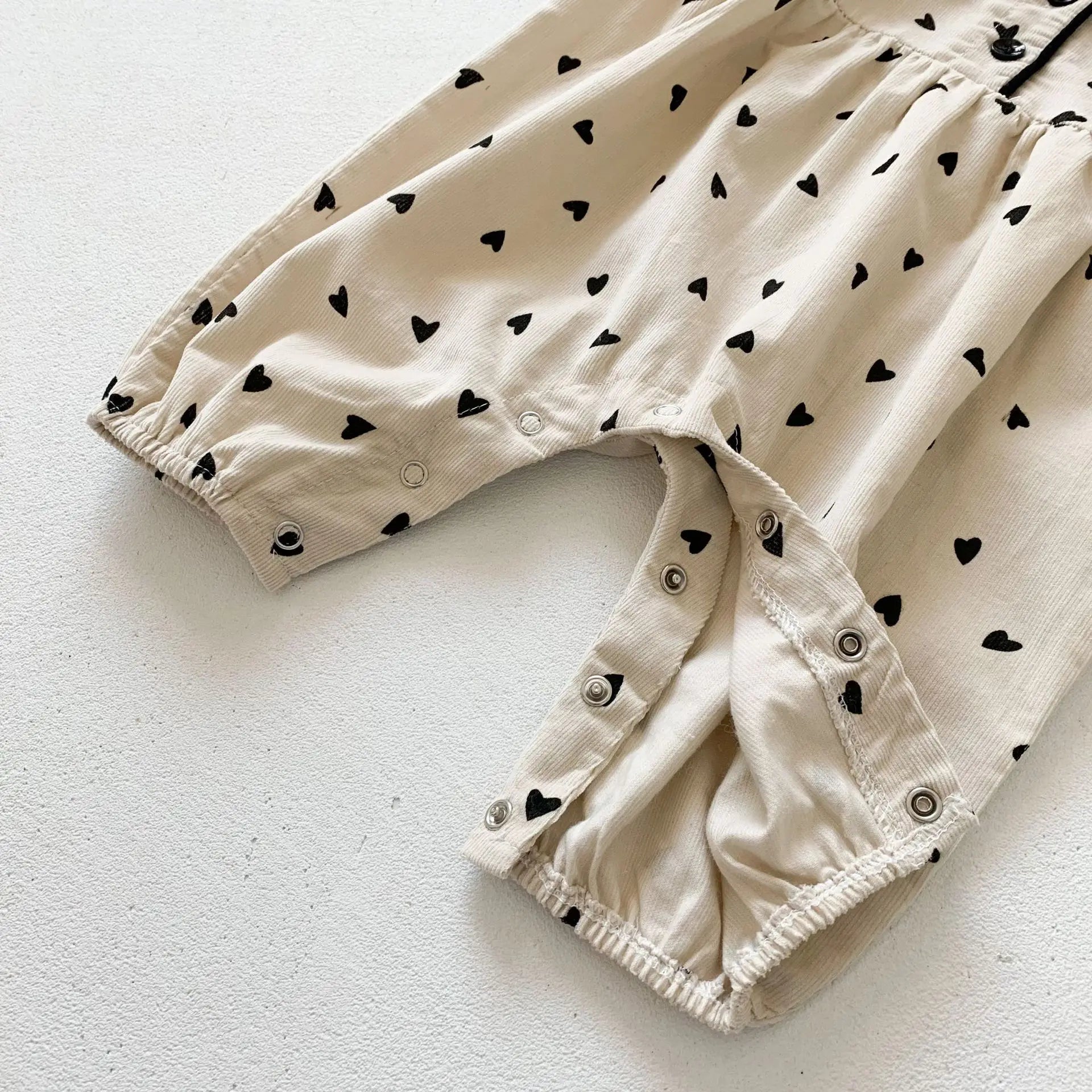 Heart Print Long Sleeve Romper