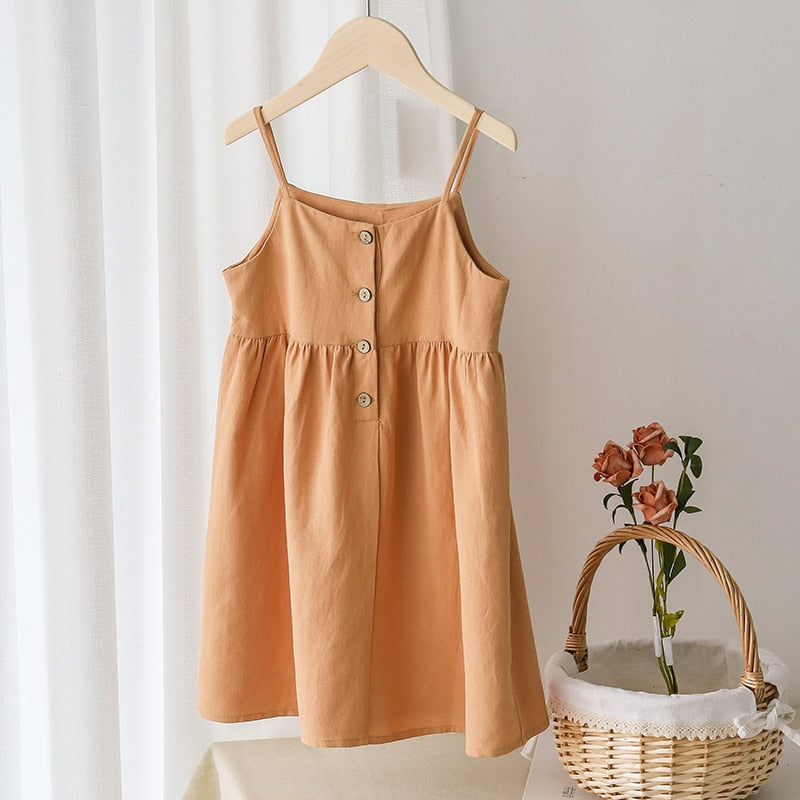 Solid Button Summer Dress
