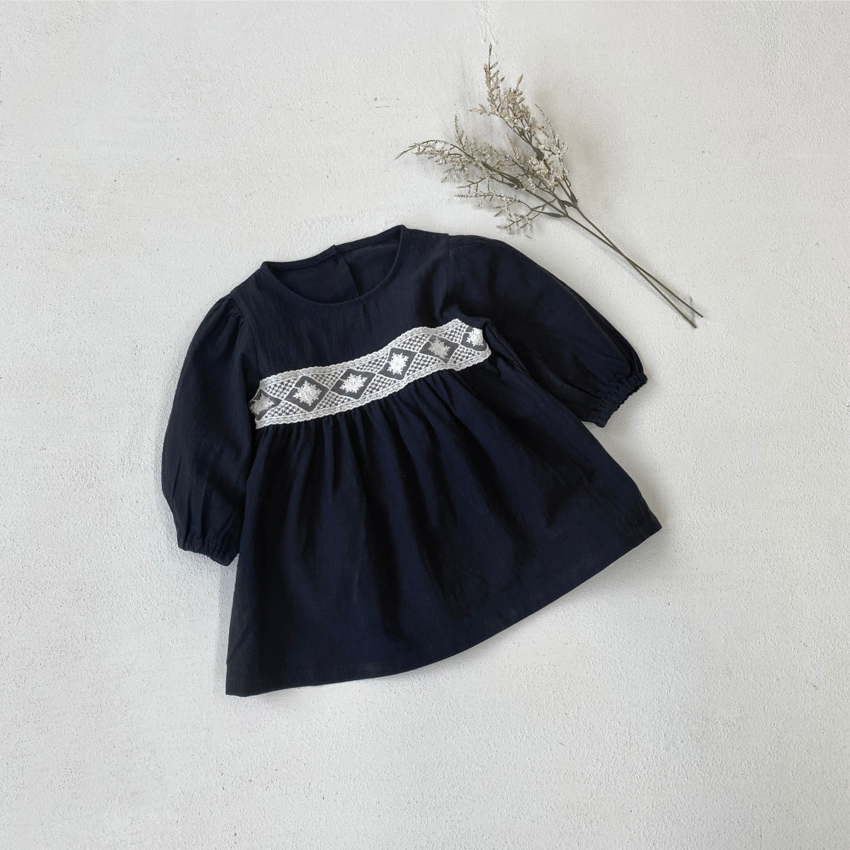 Lace Princess Dress - Long Sleeve Cotton Dress for Girls