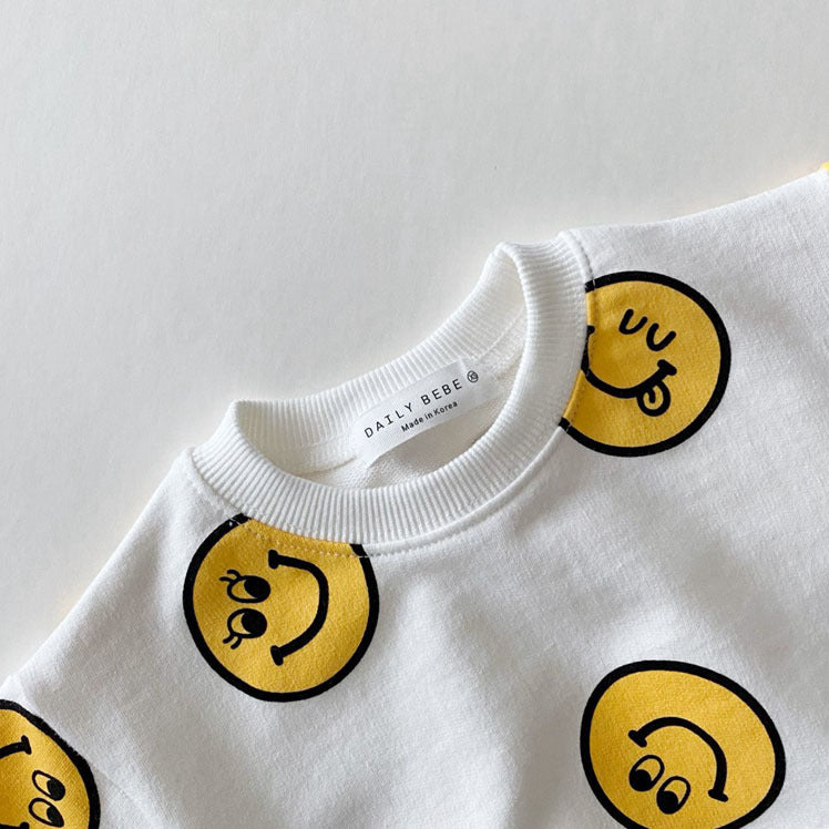 Smiley Print T-Shirt & Shorts Set