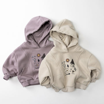 Fleece-Lined Cartoon Hoodie - Thick Winter Pullover for Kids