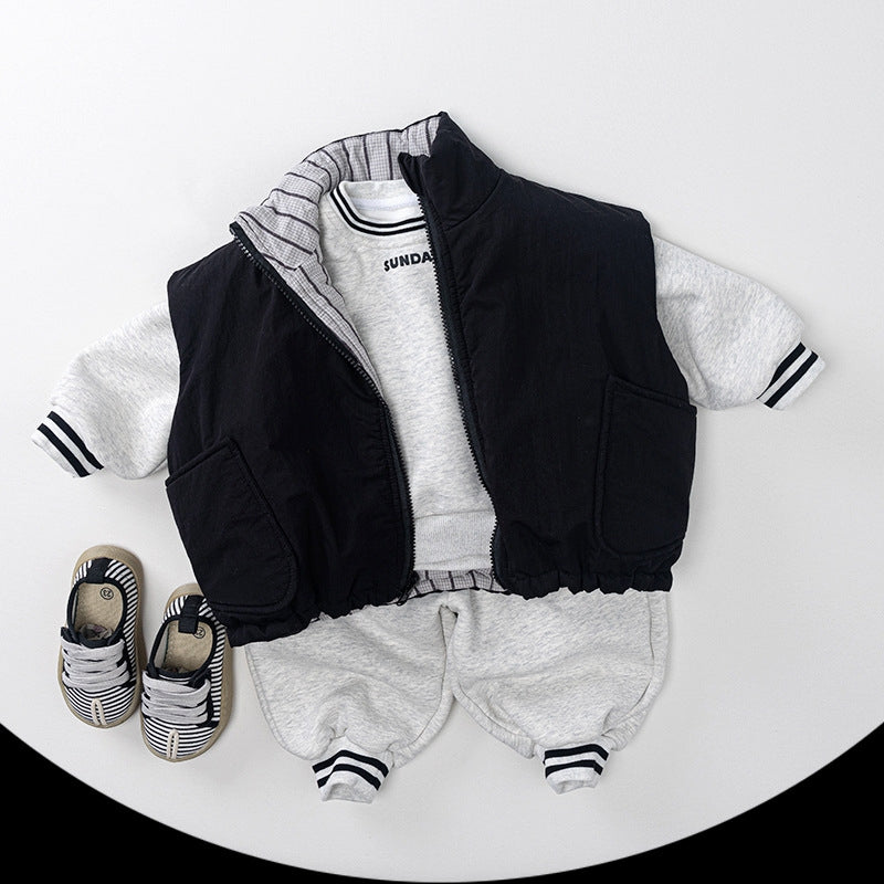 Kids Reversible Quilted Vest - 2-in-1 Winter Puffer Waistcoat