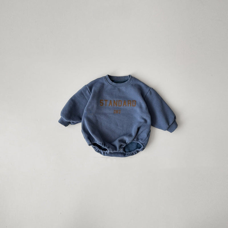 Fleece Letter Romper — Cozy Infant & Toddler Sweatshirt Suit