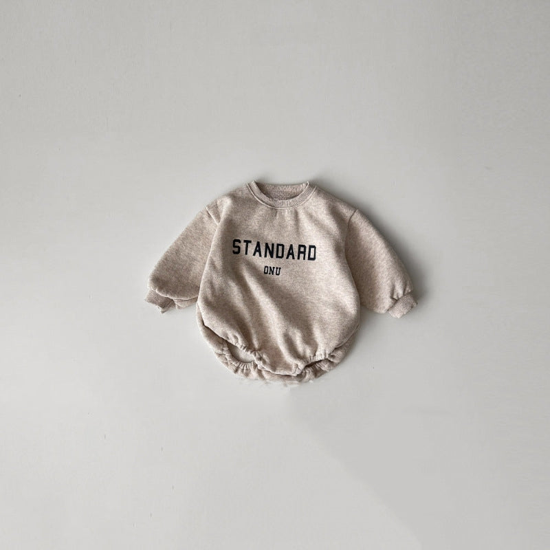 Fleece Letter Romper — Cozy Infant & Toddler Sweatshirt Suit