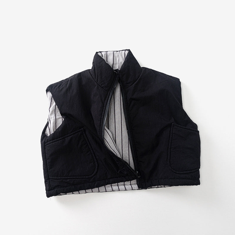 Kids Reversible Quilted Vest - 2-in-1 Winter Puffer Waistcoat