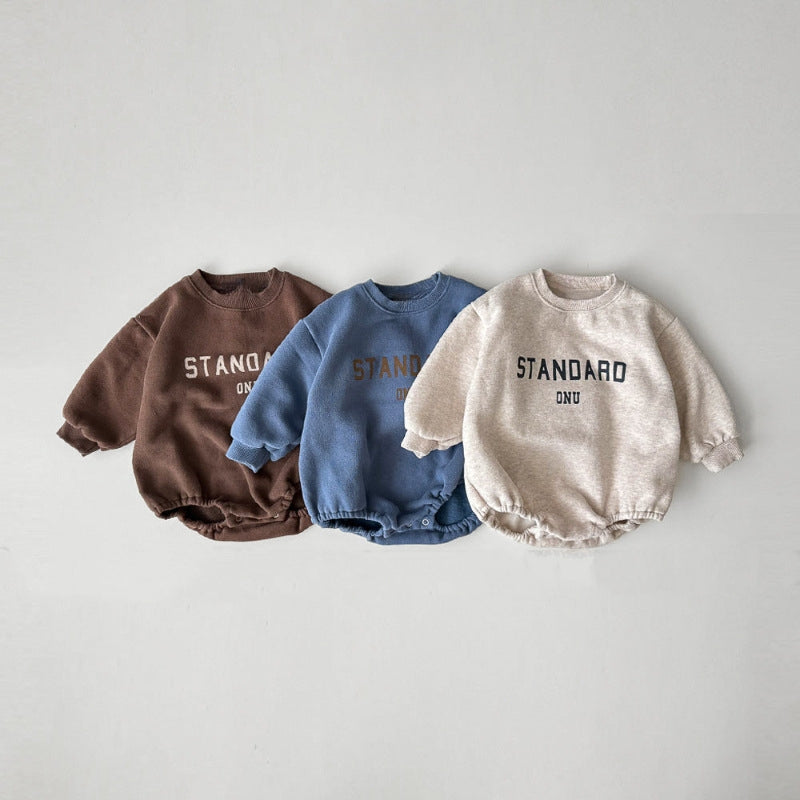 Fleece Letter Romper — Cozy Infant & Toddler Sweatshirt Suit