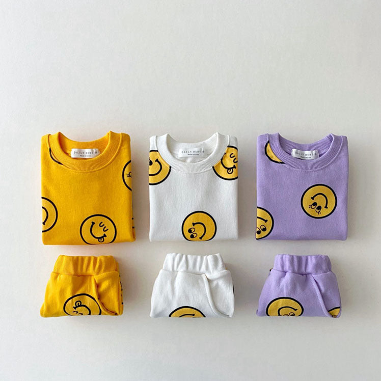Smiley Print T-Shirt & Shorts Set