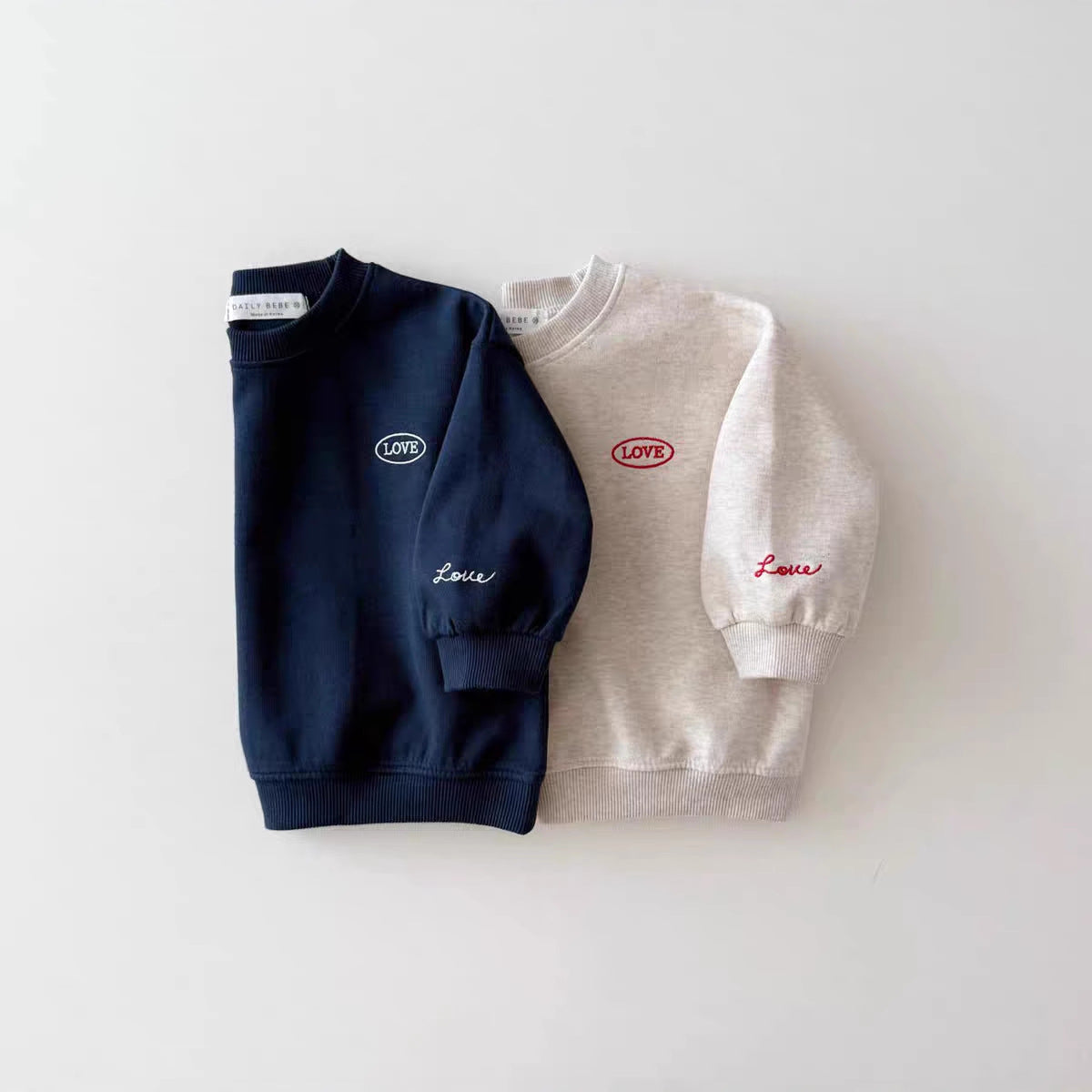 Letter Logo Terry Sweatshirt - Round Neck Pullover for Kids