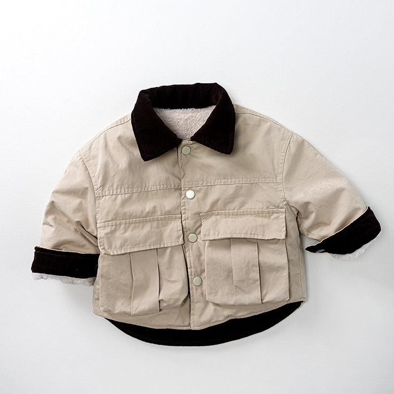 Fleece-Lined Reversible Kids Jacket - Thick Winter Shirt Coat