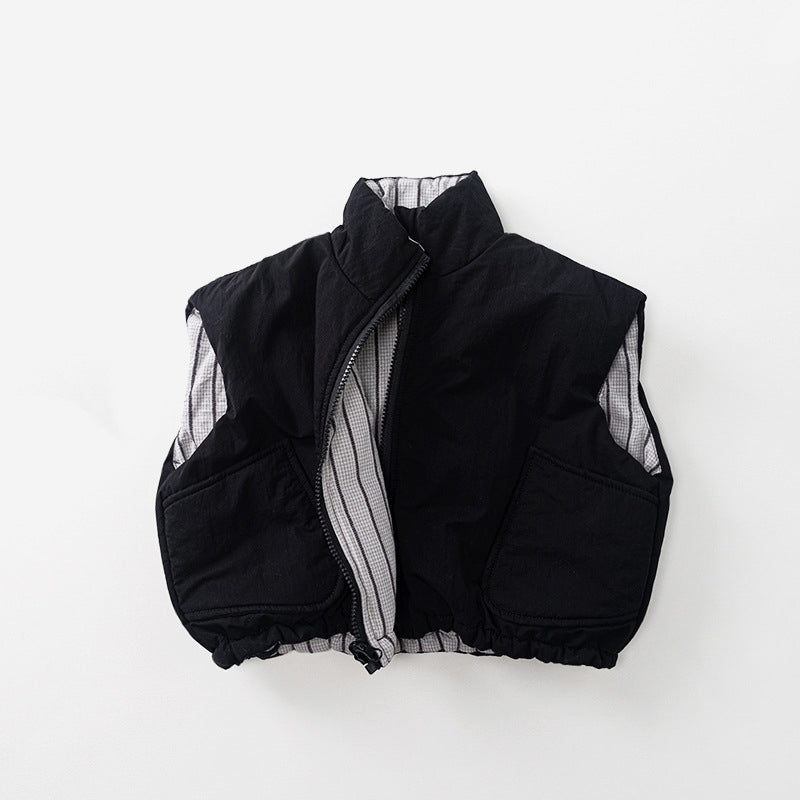 Kids Reversible Quilted Vest - 2-in-1 Winter Puffer Waistcoat