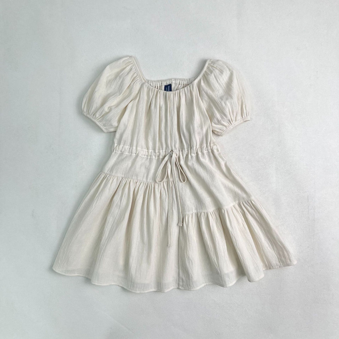 Puff Sleeve Cotton Princess Dress - Cinched Waist Summer Dress for Girls