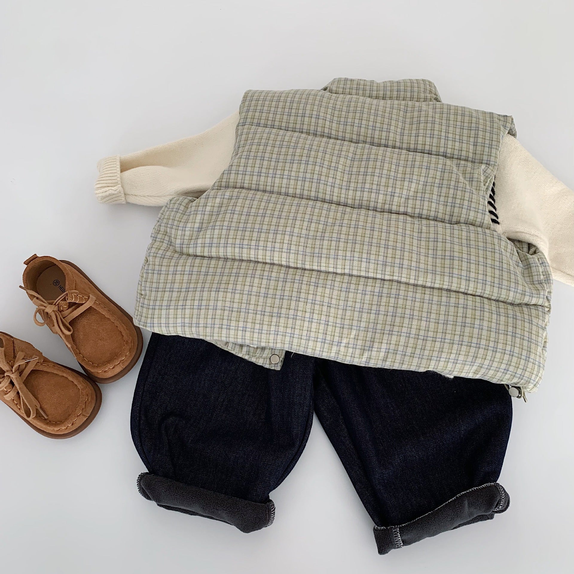 Plaid Cotton Vest - Kids Sleeveless Quilted Waistcoat