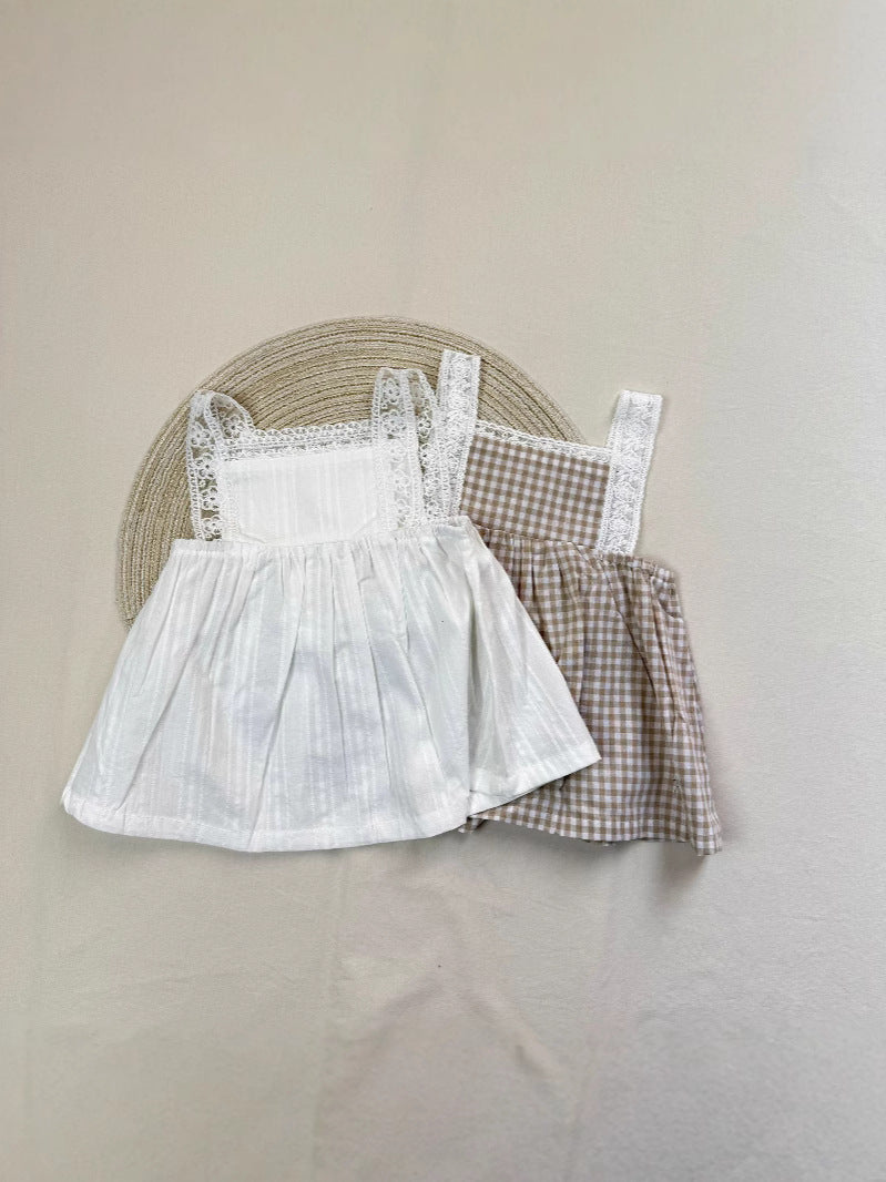 Girls' Lace Bib Suspender Dress