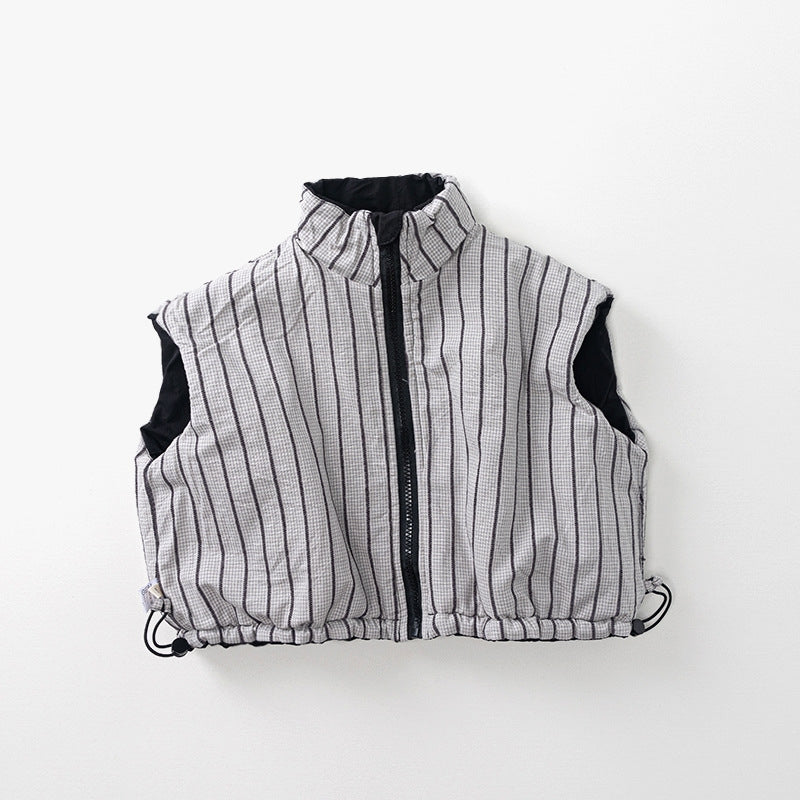 Kids Reversible Quilted Vest - 2-in-1 Winter Puffer Waistcoat