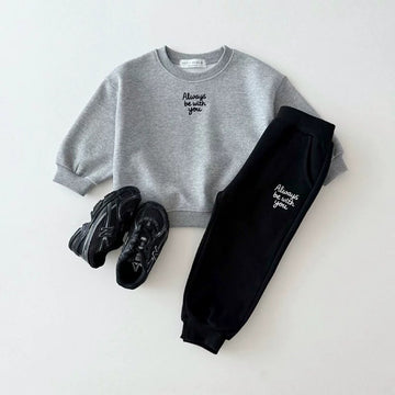Always Be With You' Embroidered Sweatshirt Set - 2-Piece Kids Outfit