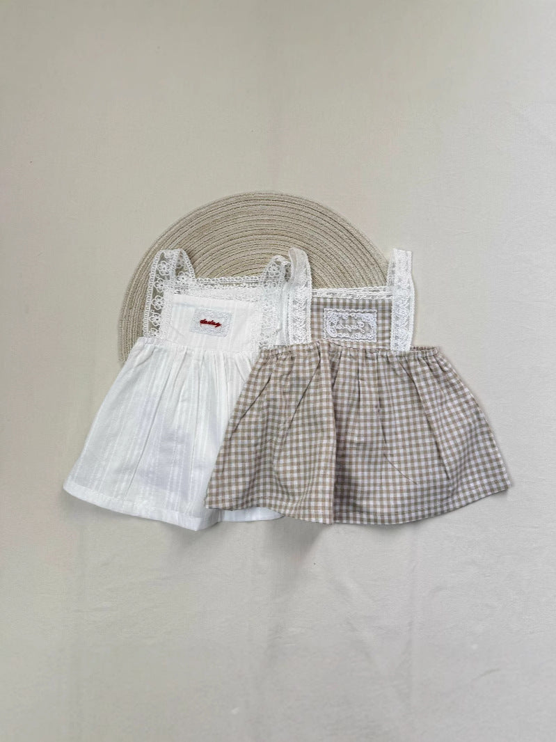 Girls' Lace Bib Suspender Dress