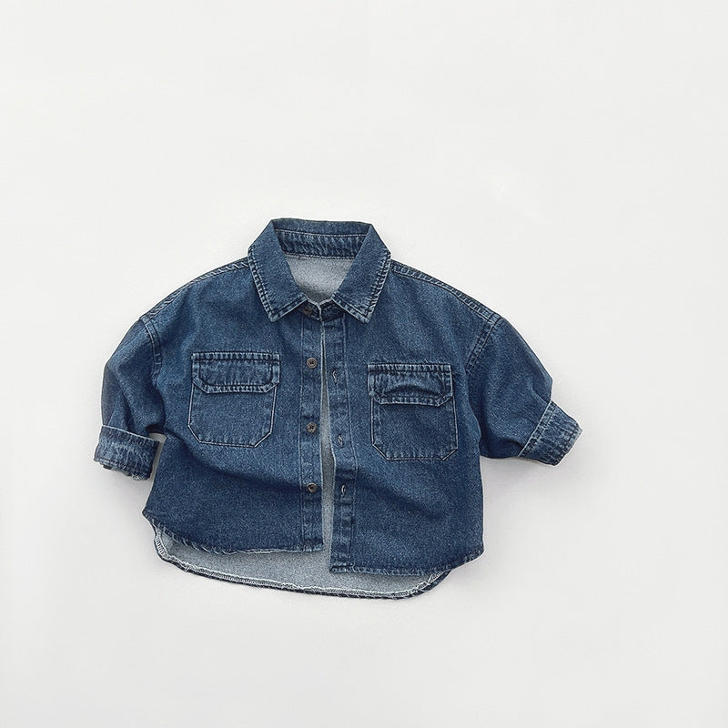 Kids Denim Shirt - Long Sleeve Button-Up Jacket for Boys & Girls