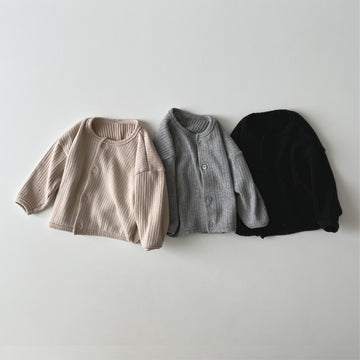 Ribbed Cardigan for Babies - Single-Breasted Cotton Sweater Jacket